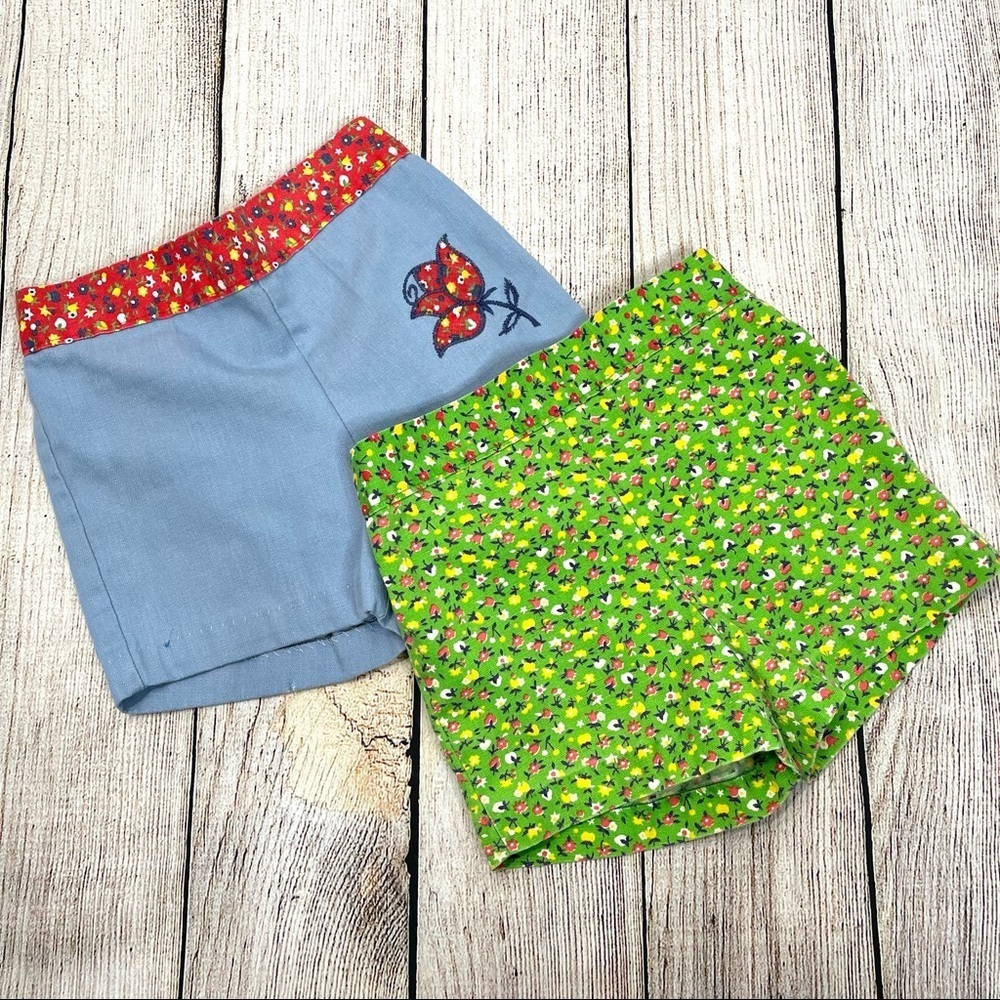 Vtg Health-Tex Bundle Baby High Waisted Shorts Multicolored Floral 6-12 Months
